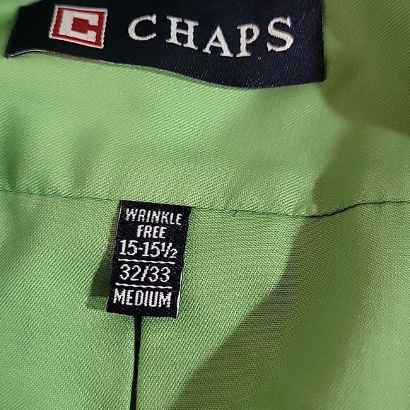 Chaps Twill Mens Green Button Up Shirt Size 15/15.5, M - Picture 3 of 4